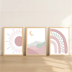 KIT 3 QUADROS BOHO ROSE na internet