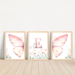 KIT 3 QUADROS BORBOLETA ESTER - La Artes Quadros e Decor