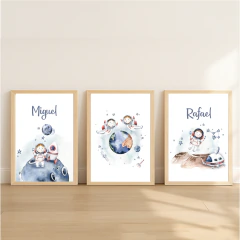 KIT 3 QUADROS ASTRONAUTA IRMÃOS menino/menino na internet