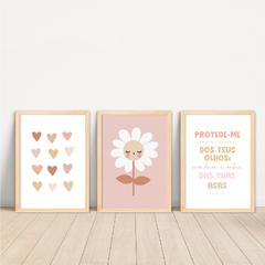 KIT 3 QUADROS BOHO MARGARIDA SALMOS 17:8 - loja online