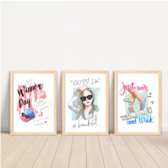 KIT 3 QUADROS GAROTA BONITA - loja online