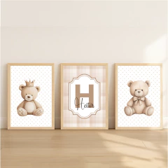 KIT 3 QUADROS URSO BEGE - comprar online