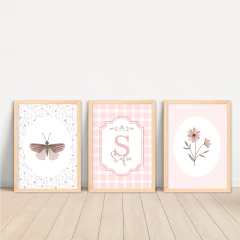 KIT 3 QUADROS FLORAL RETRÔ - La Artes Quadros e Decor