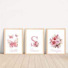 KIT 3 QUADROS FLORAL SIENNA na internet