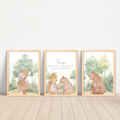 KIT 3 QUADROS FAMÍLIA URSO AQUARELA na internet