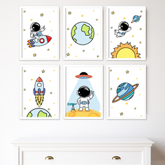 KIT 6 QUADROS ASTRONAUTA 6