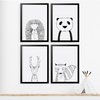 KIT 4 QUADROS ANIMAIS EM DESENHO