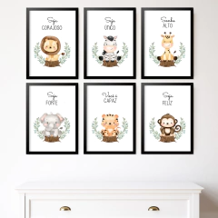 KIT 6 QUADROS SAFARI BABY AQUARELA na internet