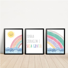 KIT 3 QUADROS ARCO ÍRIS TENHA CORAGEM - La Artes Quadros e Decor
