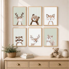 KIT 6 QUADROS ANIMAIS FOFOS DA FLORESTA - comprar online