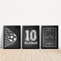 KIT 3 QUADROS FUTEBOL LOUSA - La Artes Quadros e Decor