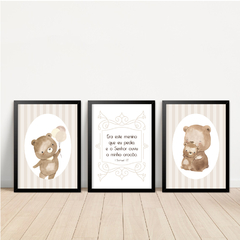 KIT 3 QUADROS MÃE URSO RETRÔ - La Artes Quadros e Decor