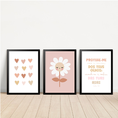 KIT 3 QUADROS BOHO MARGARIDA SALMOS 17:8 na internet
