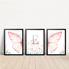 KIT 3 QUADROS BORBOLETA ESTER - loja online