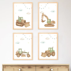 KIT 4 QUADROS TRATORES AQUARELA - comprar online