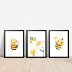 KIT 3 QUADROS ABELHA AQUARELA - loja online