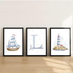 KIT 3 QUADROS MARINHEIRO LEONARDO - La Artes Quadros e Decor