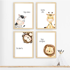 KIT 4 QUADROS SAFARI BABY