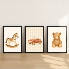 KIT 3 QUADROS BRINQUEDOS RETRÔ - La Artes Quadros e Decor