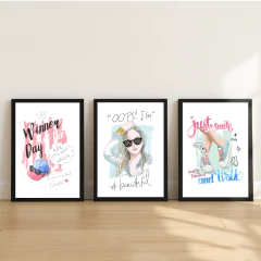 KIT 3 QUADROS GAROTA BONITA - comprar online