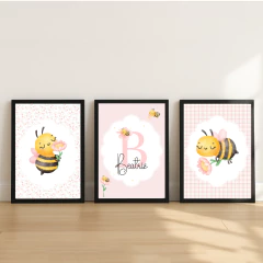 KIT 3 QUADROS ABELHA BEATRIZ - La Artes Quadros e Decor