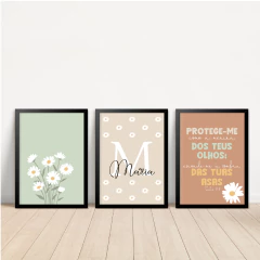 KIT 3 QUADROS MARGARIDAS MARIA versículo - La Artes Quadros e Decor