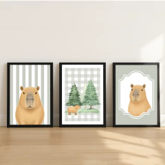 KIT 3 QUADROS CAPIVARA - La Artes Quadros e Decor