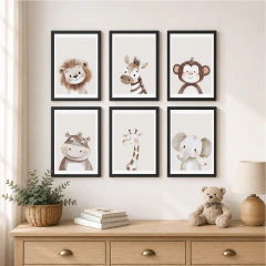 KIT 6 QUADROS SAFARI AQUARELA - comprar online
