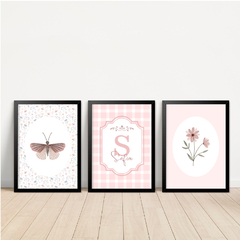 KIT 3 QUADROS FLORAL RETRÔ - loja online