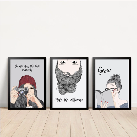 KIT 3 QUADROS TEEN II