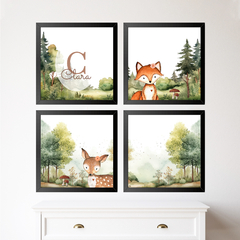 KIT 4 QUADROS ANIMAIS DO BOSQUE - La Artes Quadros e Decor