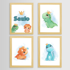 KIT 4 QUADROS DINOSSAUROS BABY - La Artes Quadros e Decor