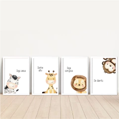 KIT 4 QUADROS SAFARI BABY - La Artes Quadros e Decor