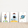 KIT 3 QUADROS ASTRONAUTA DISCO VOADOR
