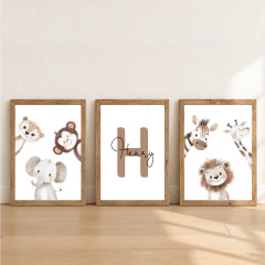 KIT 3 QUADROS FILHOTES DO SAFARI COM NOME - comprar online