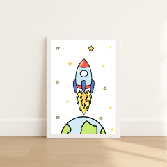 KIT 3 QUADROS ASTRONAUTA DISCO VOADOR - La Artes Quadros e Decor