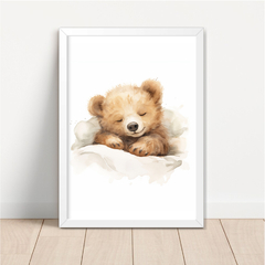 KIT 3 QUADROS URSO AQUARELA MARROM - comprar online