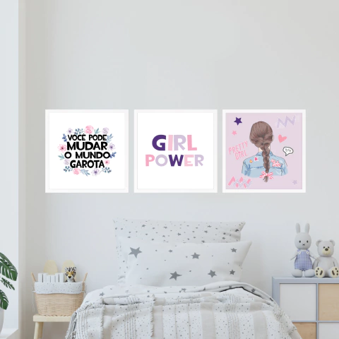 KIT 3 QUADROS GIRL POWER