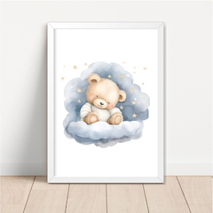 KIT 3 QUADROS URSO AQUARELA AZUL na internet