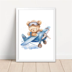 KIT 3 QUADROS URSO AVIADOR AQUARELA - loja online