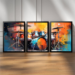 KIT 3 QUADROS BATERIA AQUARELA - comprar online