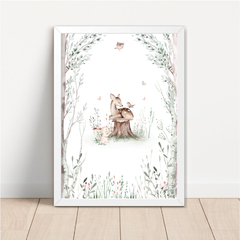 KIT 3 QUADROS ANIMAIS FLORESTA OUTONO