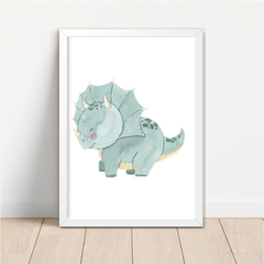 KIT 3 QUADROS DINOSSAUROS AQUARELA VERDE - La Artes Quadros e Decor