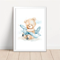 Imagem do KIT 3 QUADROS URSO AVIADOR AQUARELA