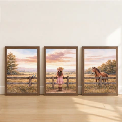 KIT 3 QUADROS MENINA COWGIRL na internet