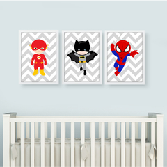 KIT 3 QUADROS HERÓIS