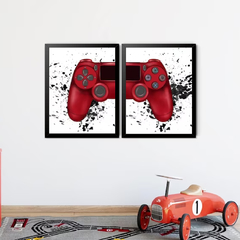 2 QUADROS CONTROLE GAME VERMELHO