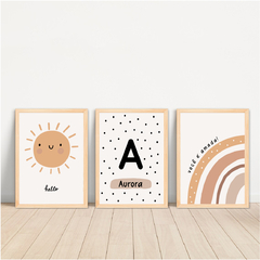 KIT 3 QUADROS BOHO AURORA ARCO IRIS - comprar online