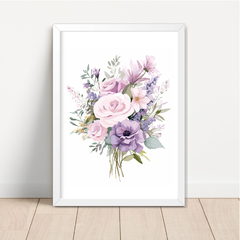 KIT 3 QUADROS FLORAL LILÁS HELENA