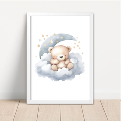 KIT 3 QUADROS URSO AQUARELA AZUL - loja online